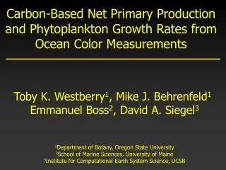 Carbon-Based Net Primary Production and Phytoplankton Growth Rates from Ocean Color Measurements