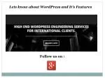 Lets Know About WordPress And Its Features - slide 1