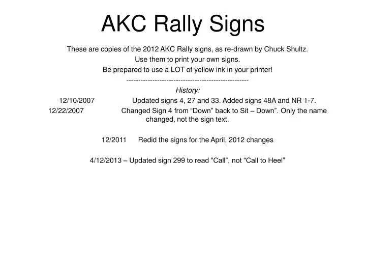 akc rally signs