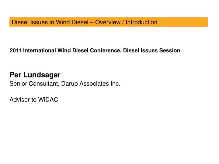 diesel issues in wind diesel overview introduction