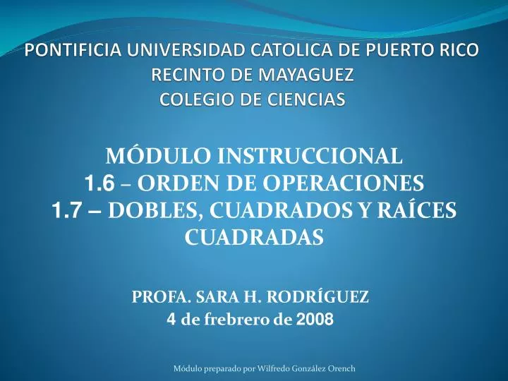 pontificia universidad catolica de puerto rico recinto de mayaguez colegio de ciencias