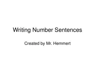 Writing Number Sentences