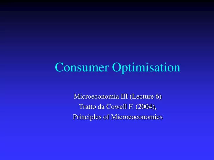consumer optimisation