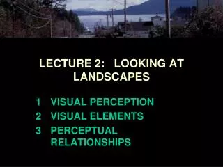 LECTURE 2: LOOKING AT LANDSCAPES