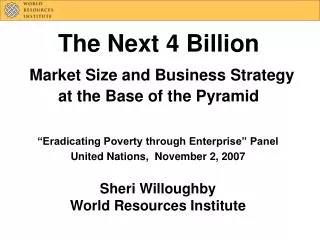 The Next 4 Billion Market Size and Business Strategy at the Base of the Pyramid