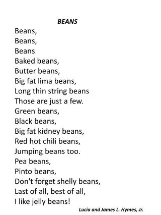 beans by lucia and james hymes