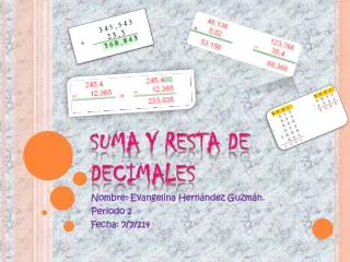 suma y resta de decimales