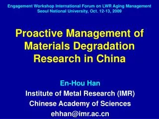 Proactive Management of Materials Degradation Research in China