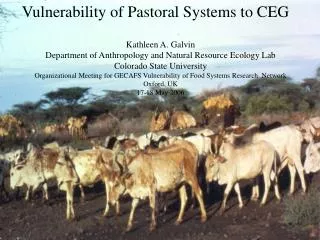 Vulnerability of Pastoral Systems to CEG