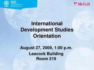 International Development Studies Orientation