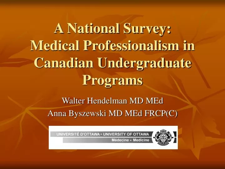 a national survey medical professionalism in canadian undergraduate programs