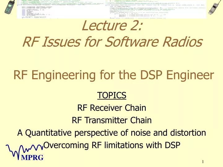 lecture 2 rf issues for software radios rf engineering for the dsp engineer