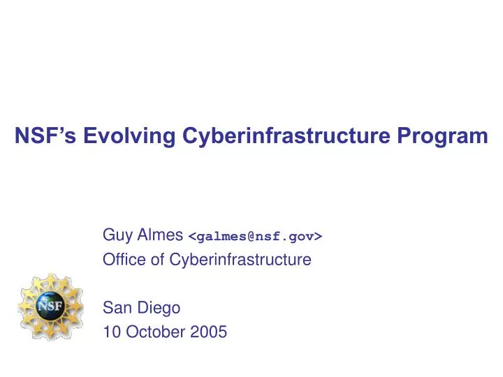 nsf s evolving cyberinfrastructure program