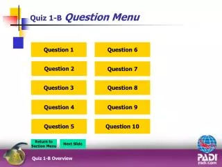 Quiz 1-B Question Menu