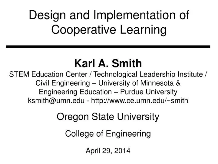 design and implementation of cooperative learning