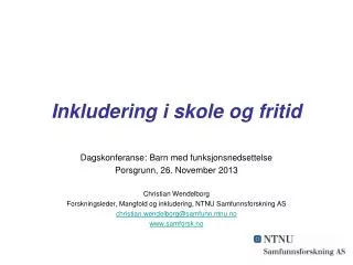 inkludering i skole og fritid