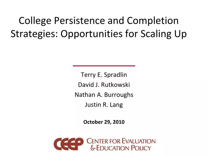 college persistence and completion strategies opportunities for scaling up