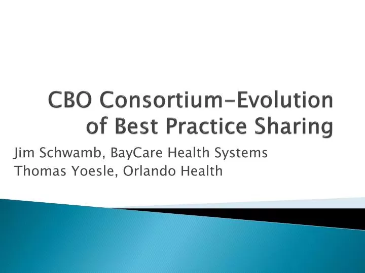 cbo consortium evolution of best practice sharing