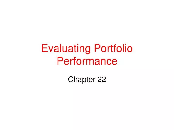 evaluating portfolio performance
