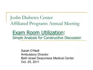 Joslin Diabetes Center Affiliated Programs Annual Meeting