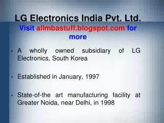 LG Electronics India Pvt. Ltd. Visit allmbastuff.blogspot for more