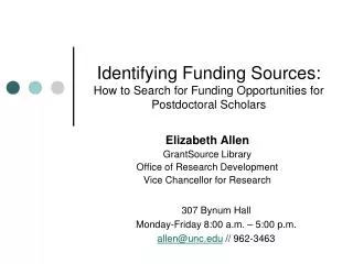 Identifying Funding Sources: How to Search for Funding Opportunities for Postdoctoral Scholars