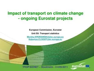 Impact of transport on climate change - ongoing Eurostat projects