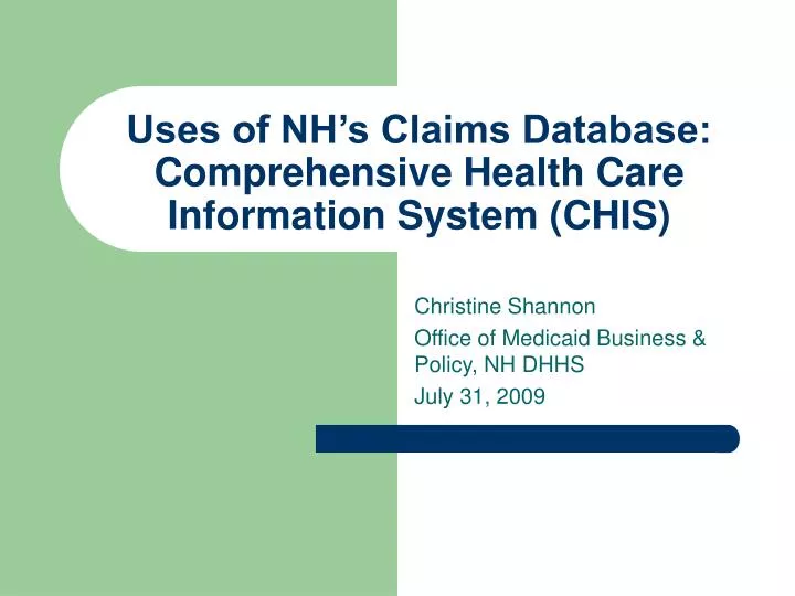 uses of nh s claims database comprehensive health care information system chis