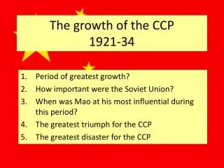 The growth of the CCP 1921-34