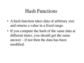 Hash Functions