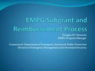 EMPG Subgrant and Reimbursement Process