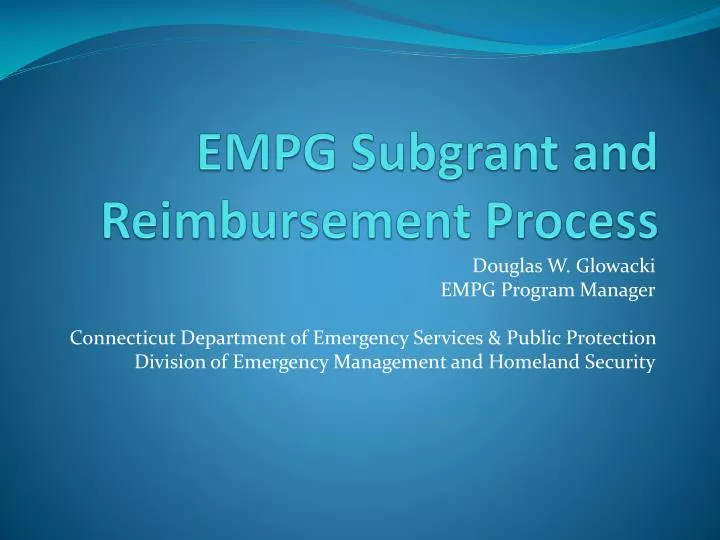 empg subgrant and reimbursement process