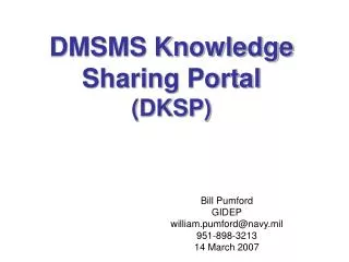 DMSMS Knowledge Sharing Portal (DKSP)