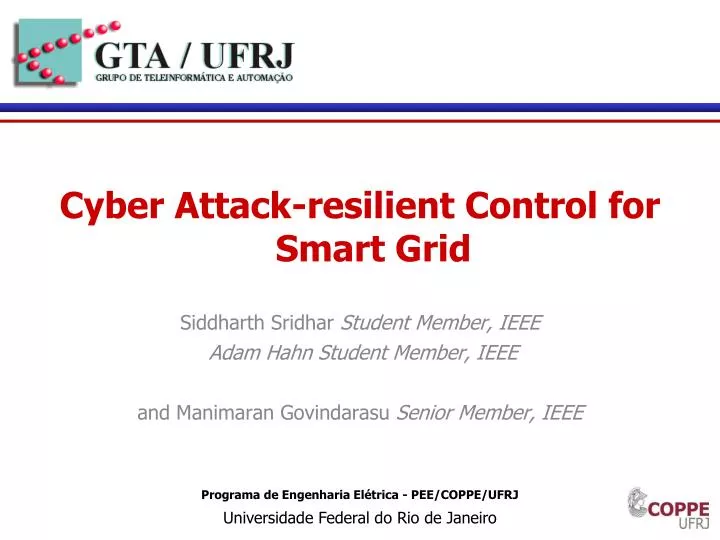 cyber attack resilient control for smart grid