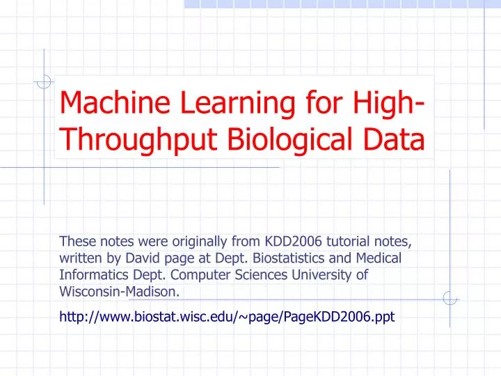 machine learning for high throughput biological data
