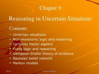 Chapter 9 Reasoning in Uncertain Situations