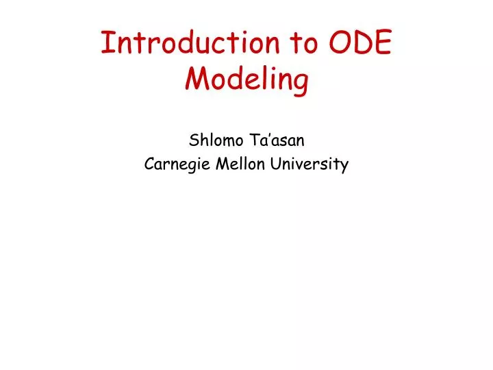 introduction to ode modeling