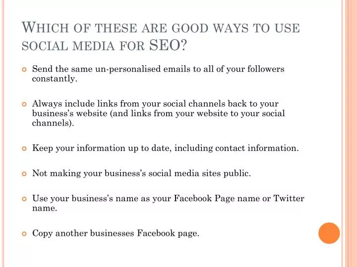 which of these are good ways to use social media for seo