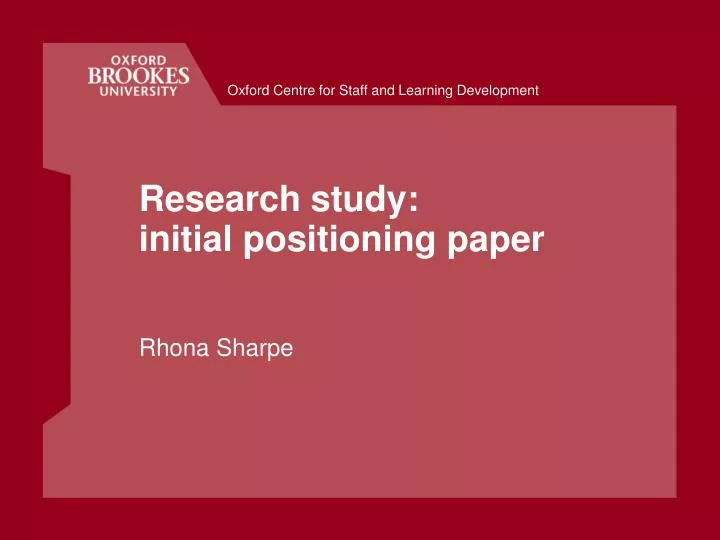 research study initial positioning paper