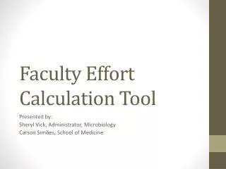Faculty Effort Calculation Tool