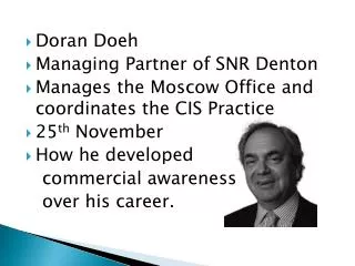 Doran Doeh Managing Partner of SNR Denton