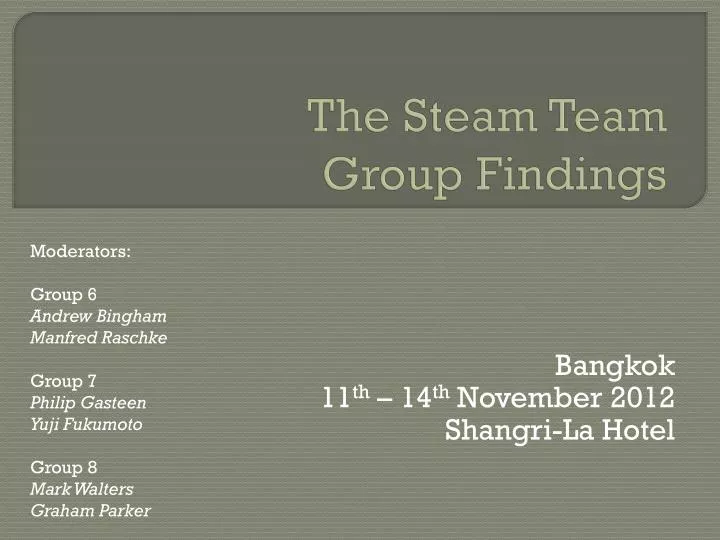 the steam team group findings