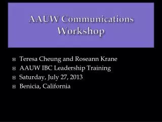 AAUW Communications Workshop