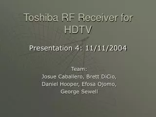 Toshiba RF Receiver for HDTV