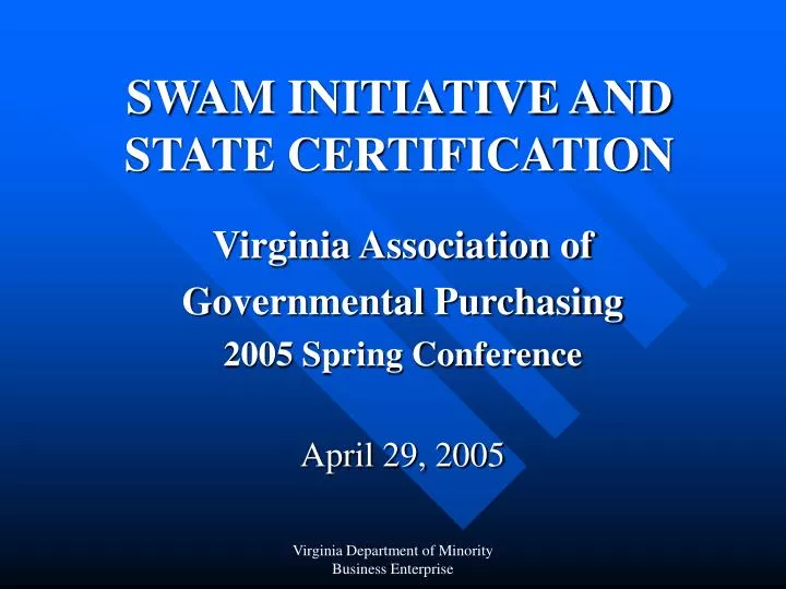 swam initiative and state certification