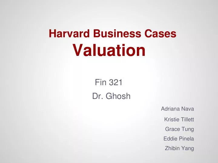 harvard business cases valuation