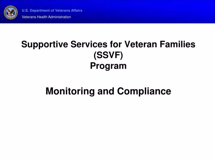 supportive services for veteran families ssvf program monitoring and compliance