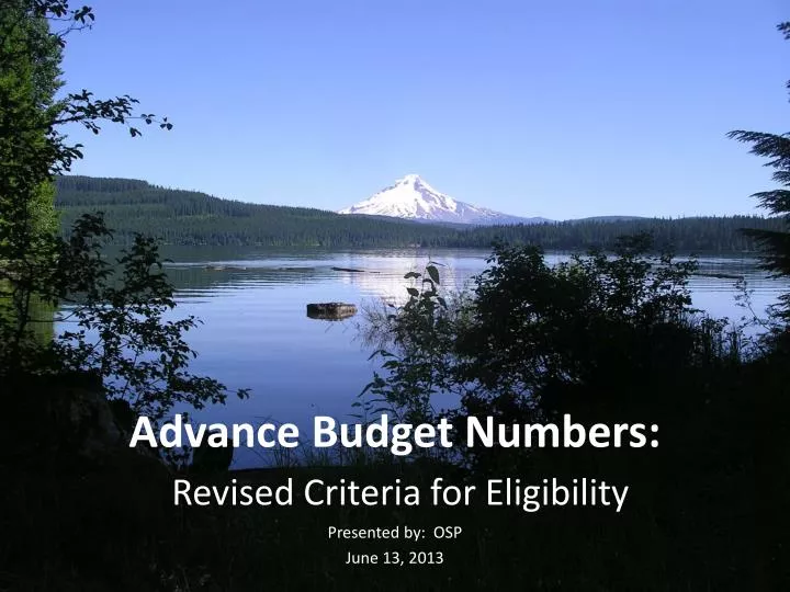 advance budget numbers revised criteria for eligibility