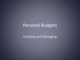 personal budgets