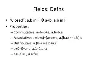 Fields: Defns